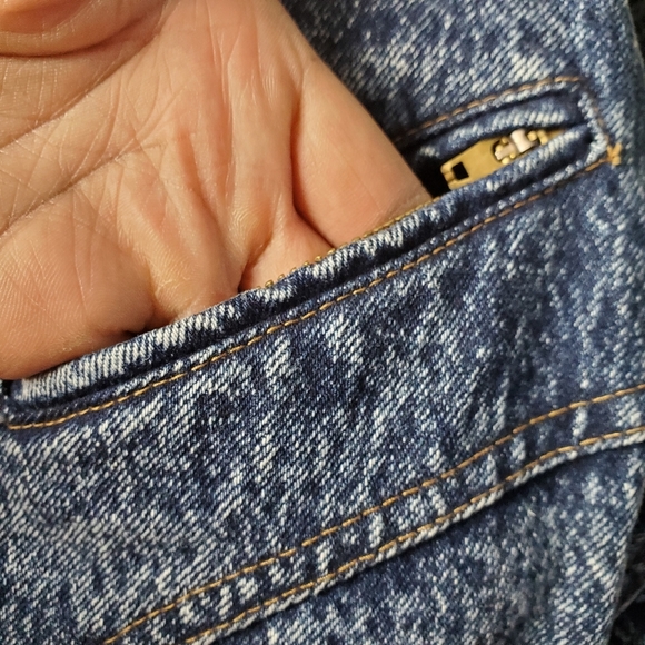 RARE  | Vintage Roglins Acid Wash Bomber Jean Jacket Glitter florals (Size M) - Picture 8 of 16